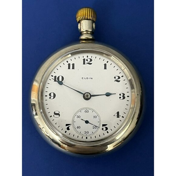 Antique 1922 ELGIN Grade 288 Model 5 18s 7j Pocket Watch Silverode Case